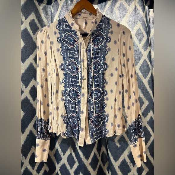 Free People Paisley Button Up Blouse S​ - Picture 1 of 5